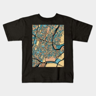 Newark Map Pattern in Mid Century Pastel Kids T-Shirt